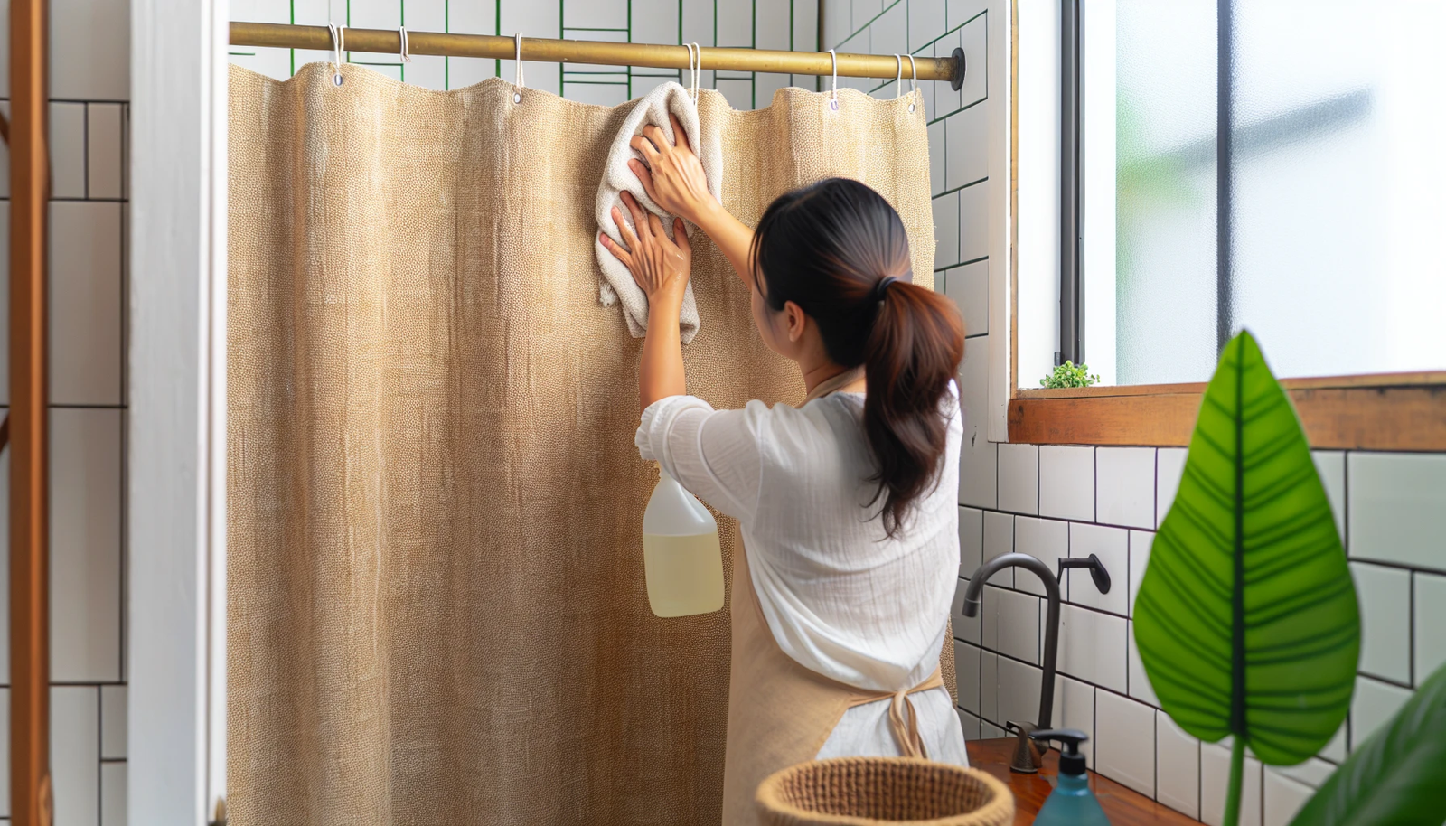 Cleaning hemp shower curtain with natural solutions